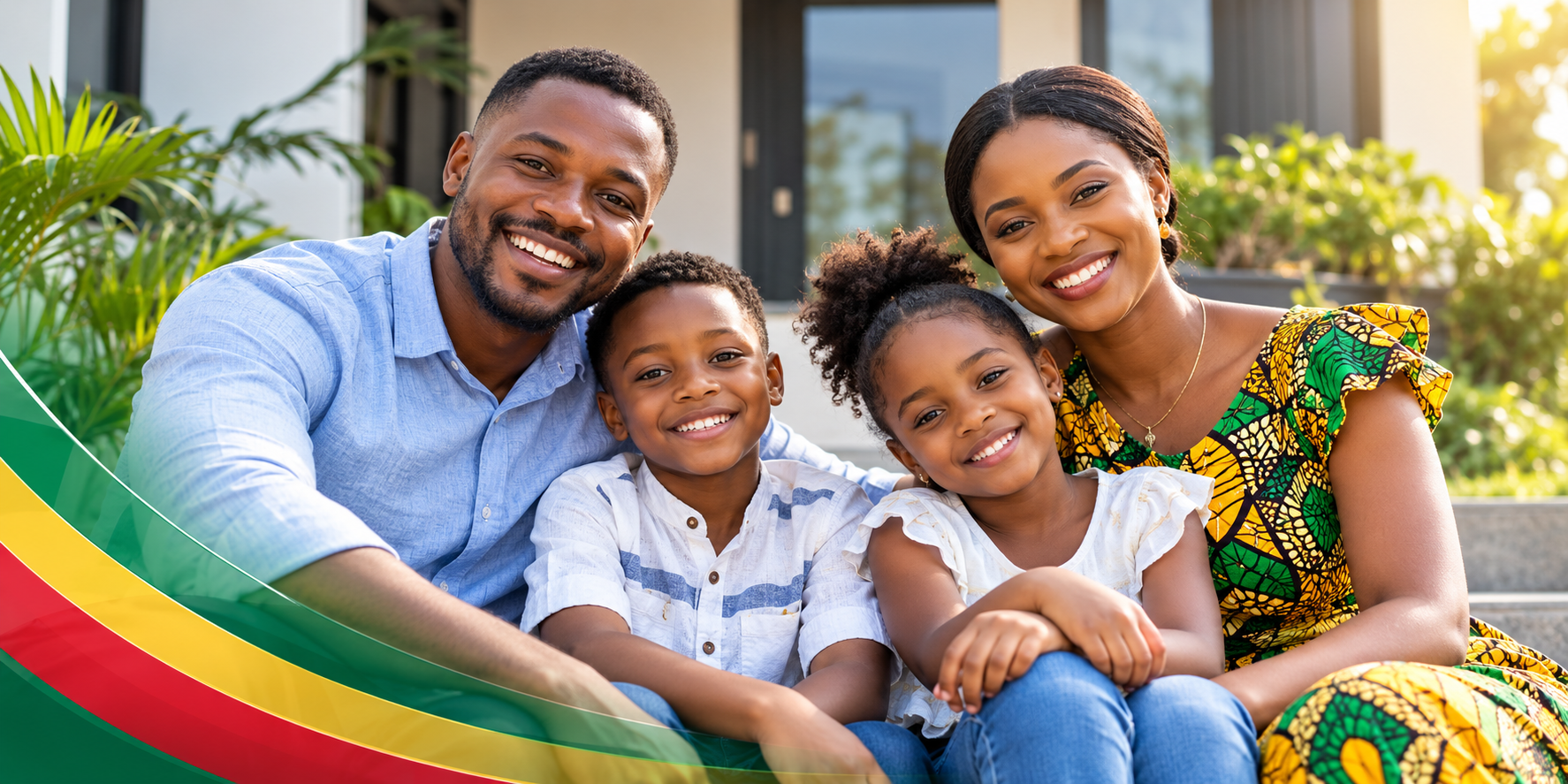 Une famille congolaise souriante